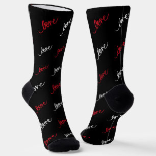 Love Script Typography Elegant Valentine Socks