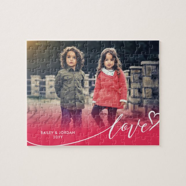Love Script Valentine's Day Photo Jigsaw Puzzle (Horizontal)