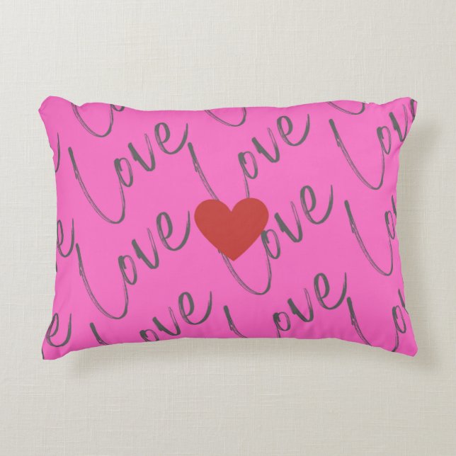 Love Script with Heart  Accent Pillow (Front)