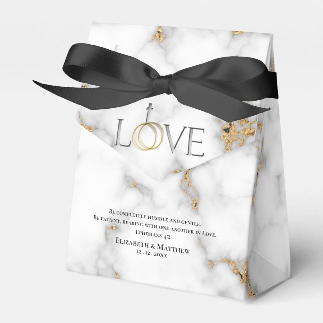 Love Scripture Verse Ephesians 4:2 Wedding Favor Box (Front Side)