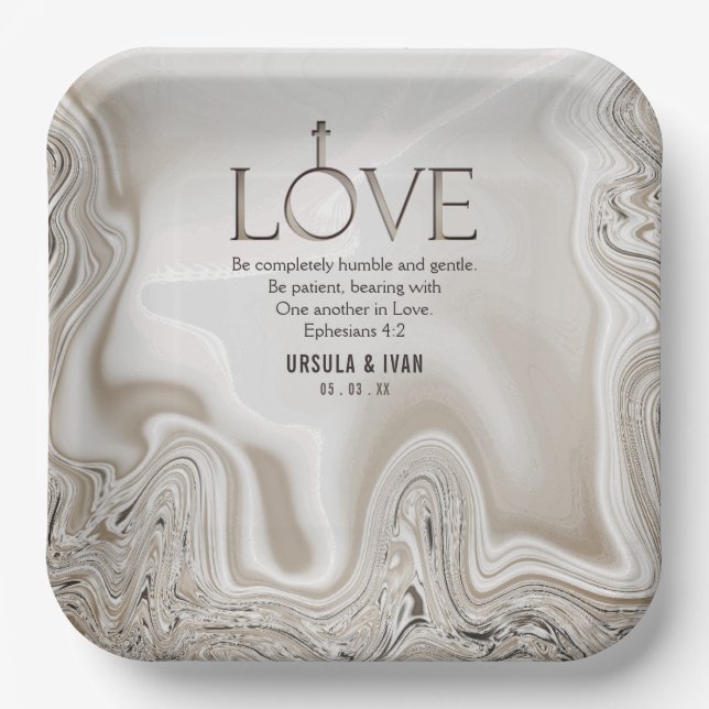 Love Scripture Verse Ephesians 4:2 Wedding Paper Plate (Front)