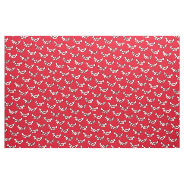 Love Scroll Romantic Message on Red Fabric (Yard)