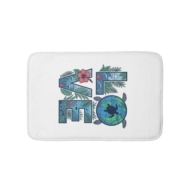Love Sea Turtle Earth Tropical Bath Mat (Front)