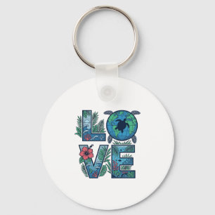 Love Sea Turtle Earth Tropical Keychain