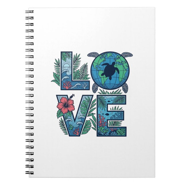 Love Sea Turtle Earth Tropical Notebook (Front)