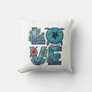 Love Sea Turtle Earth Tropical Throw Pillow