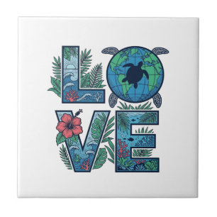 Love Sea Turtle Earth Tropical Tile