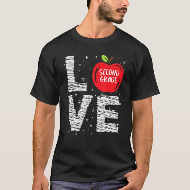 Love Second Grade Cool First Day Of School Student T-Shirt (Front)