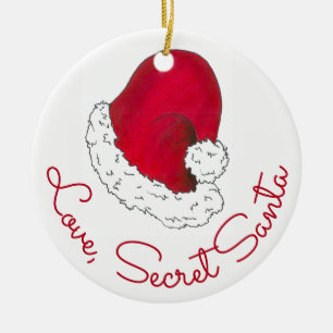 Love, Secret Santa Claus Merry Christmas Gift Xmas Ceramic Ornament