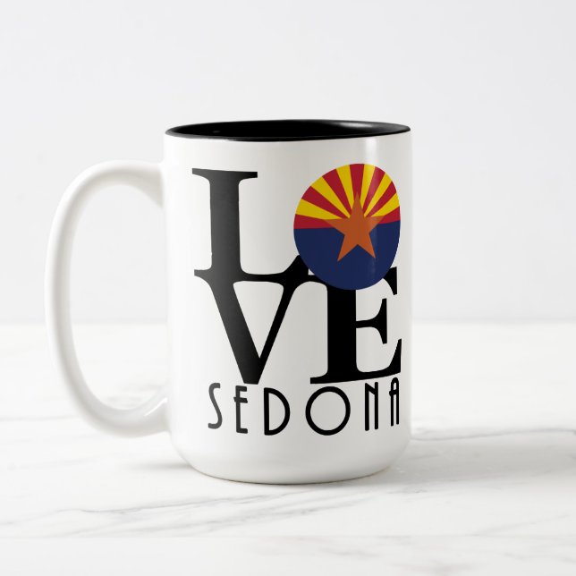 LOVE Sedona Arizona 15oz Two-Tone Coffee Mug (Left)