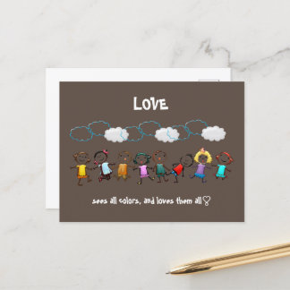 Love Sees All Colours & Loves Them All - Diversity Postcard