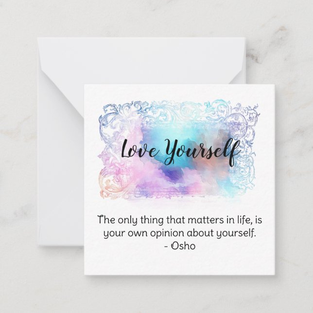 *~  Love Self Watercolor Quote AP62  Note Card (Front)