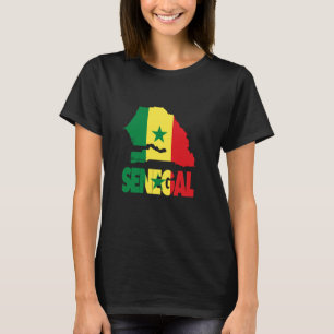 Love Senegal With Senegalese Flag In Senegal Map T-Shirt