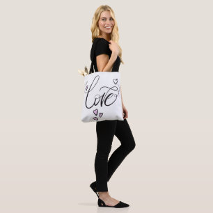 Love Serenity Script Chic Mindfulness Graphic Tote Bag