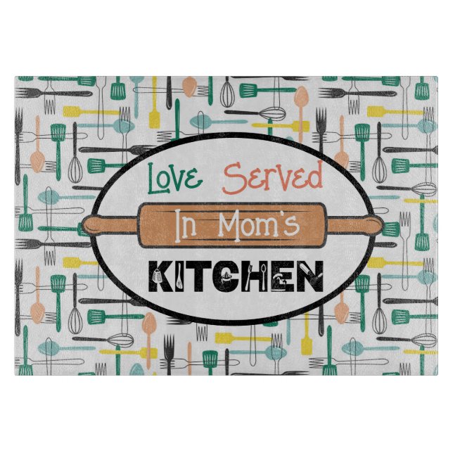 Love Served In Mom's Kitchen Cutting Board (Front)