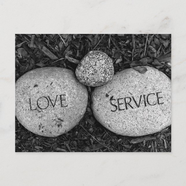 "Love" "Service" Spiritual Religious Stones Postcard (Front)