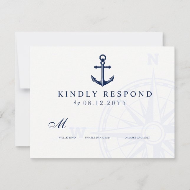 Love Sets Ancre voile Mariage nautique RSVP (Devant)