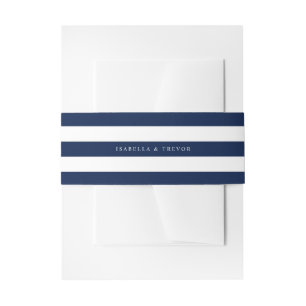 Love Sets Sail Nautical Stripes Custom Names Invitation Belly Band