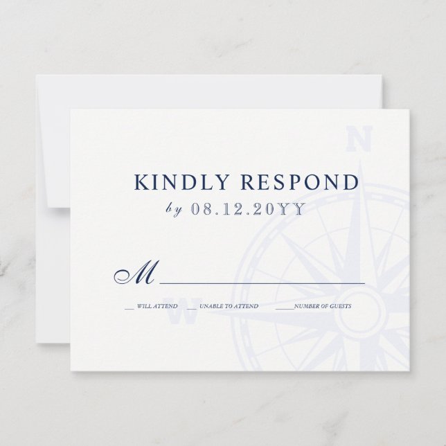Love Sets Sail Nautical Wedding RSVP (Front)
