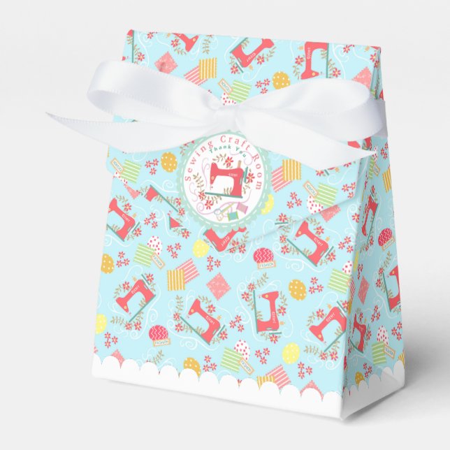 Love Sewing Blue Favor Box (Front Side)