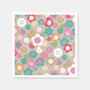 Love Sewing Buttons Grey Napkins