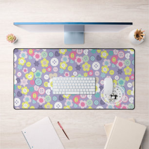 Love Sewing Buttons Purple Desk Mat