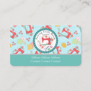 Love Sewing Cute Blue Business Card