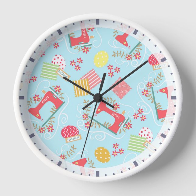 Love Sewing Machine Blue Clock (Front)