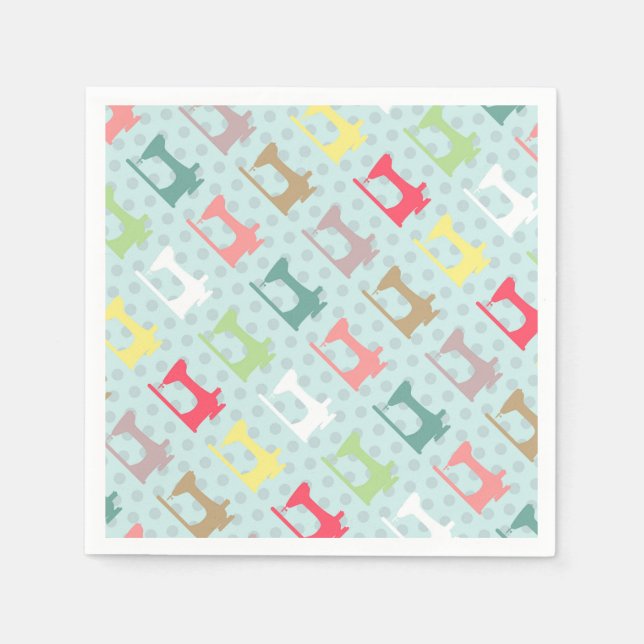 Love Sewing Machine Blue Napkin (Front)