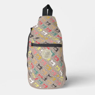 Love Sewing Machine Monogram Brown Sling Bag