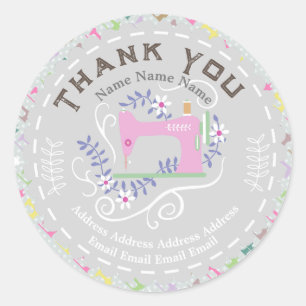 Love Sewing Machine Pastel Grey Classic Round Sticker