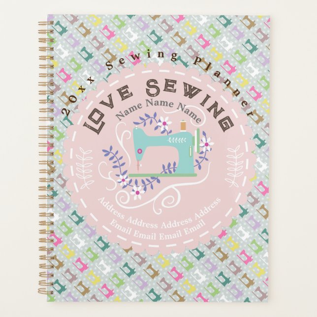 Love Sewing Machine Pastel Pink Planner (Front)