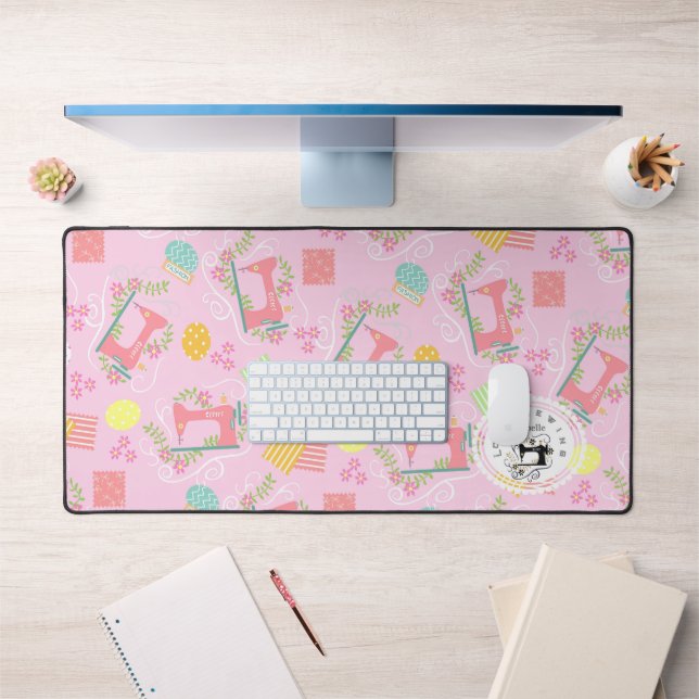Love Sewing Machine Pink Desk Mat (Office 1)