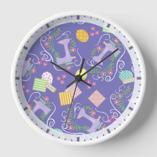 Love Sewing Machine Purple Clock