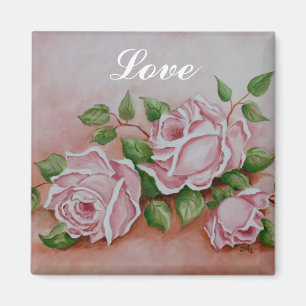 Love Shabby Chic Rose Vintage Rose Painting Magnet