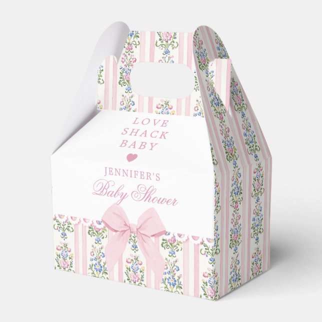 Love Shack Baby Coquette Bow Floral Baby Shower Favor Box (Front Side)