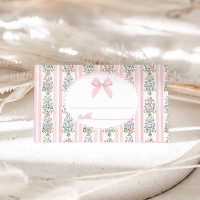 Love Shack Baby Coquette Bow Floral place card (Créateur téléchargé)