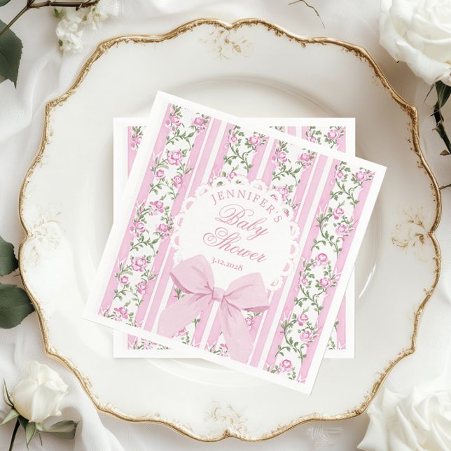 Love Shack Coquette Blush Pink Bow Baby Shower Napkin (Creator Uploaded)