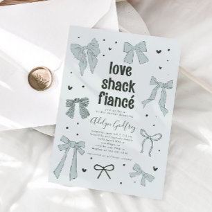 Love Shack Fiance Blue Bow Bridal Shower Invitation