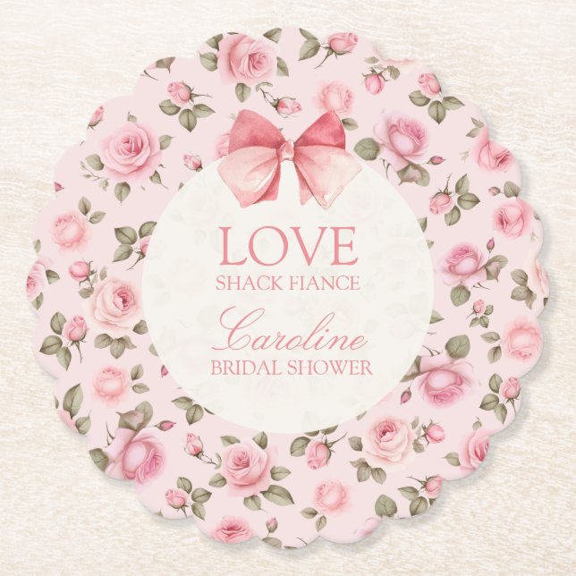 Love Shack Fiance Bridal Shower  Paper Coaster (Front)