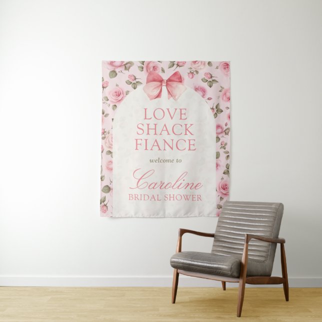 Love Shack Fiance Bridal Shower Welcome Sign Tapestry (In Situ)