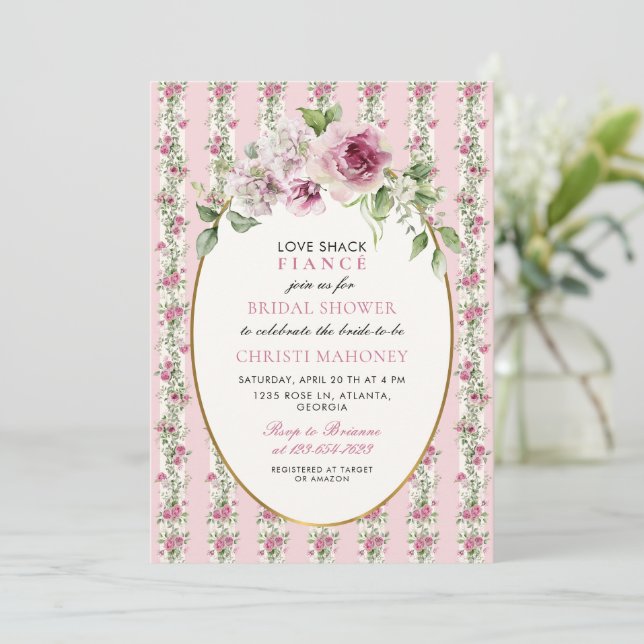 Love Shack Fiance Garden Bridal Shower Invitation (Standing Front)