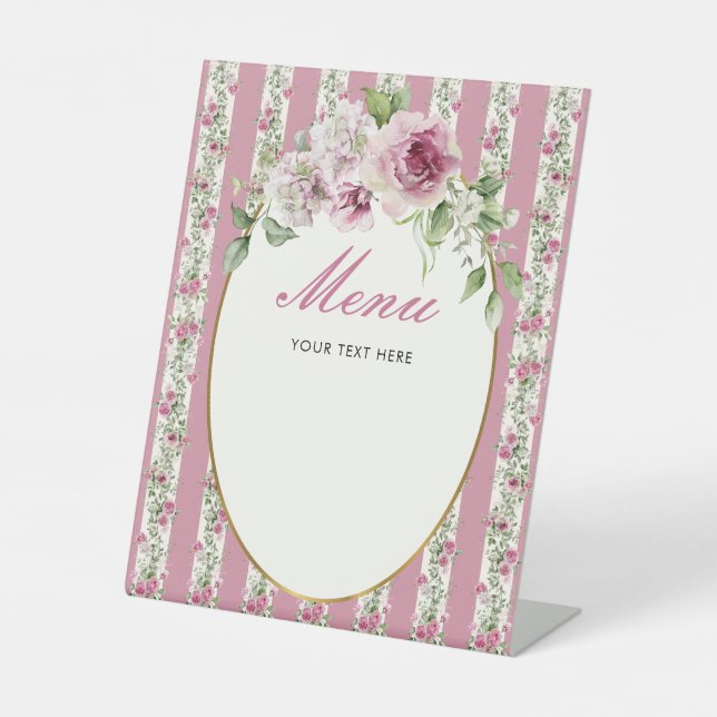 Love Shack Fiance Menu Blush Pink Bridal Shower Pedestal Sign (Front)