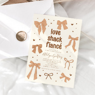 Love Shack Fiance Mocha Mousse Bow Bridal Shower Invitation