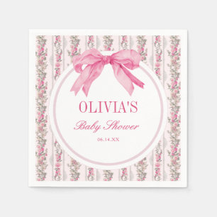 Love Shack Vintage Pink Bow Baby Shower Napkin