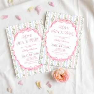 Love Shack Vintage Pink Floral Elegant Baby Shower Invitation