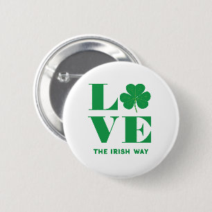Love Shamrock Clover Irish Custom Text Green White 2 Inch Round Button