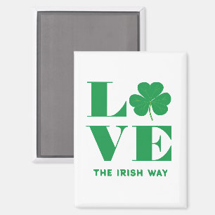 Love Shamrock Clover Irish Custom Text Green White Magnet