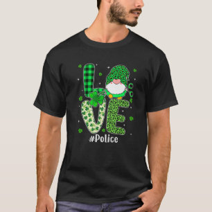 LOVE Shamrock Leopard Plaid St Pattys Day Police G T-Shirt