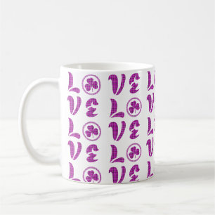 Love Shamrock Plaid Purple Classic Pattern Coffee Mug